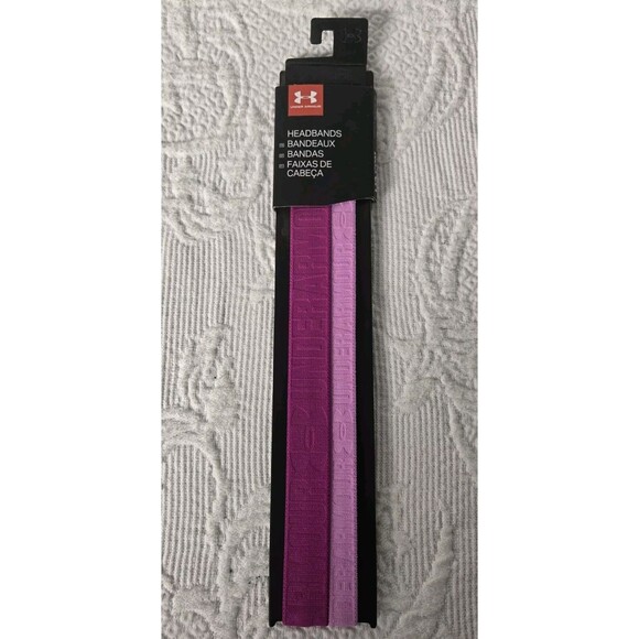 New Under Armour UA Women's Non Slip Mini Headbands Pink 2 Pack Set - Picture 1 of 2